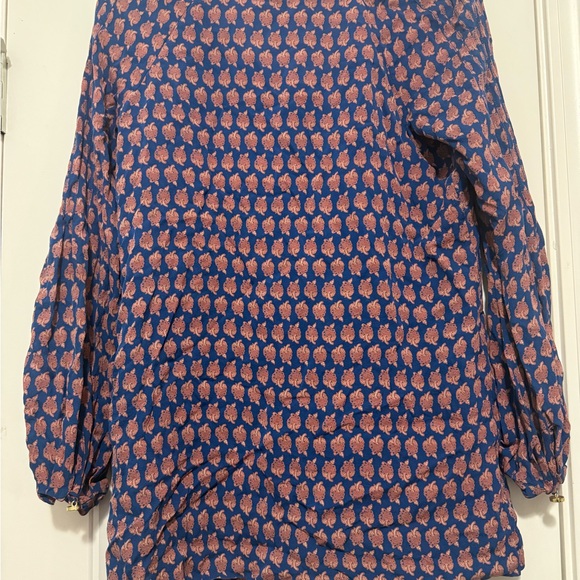 Tory Burch Blue and Tan Patterned Top - Picture 2 of 4
